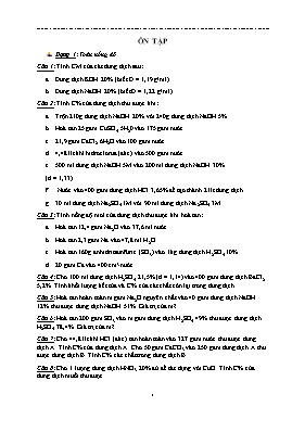 Đề cương Hóa 10